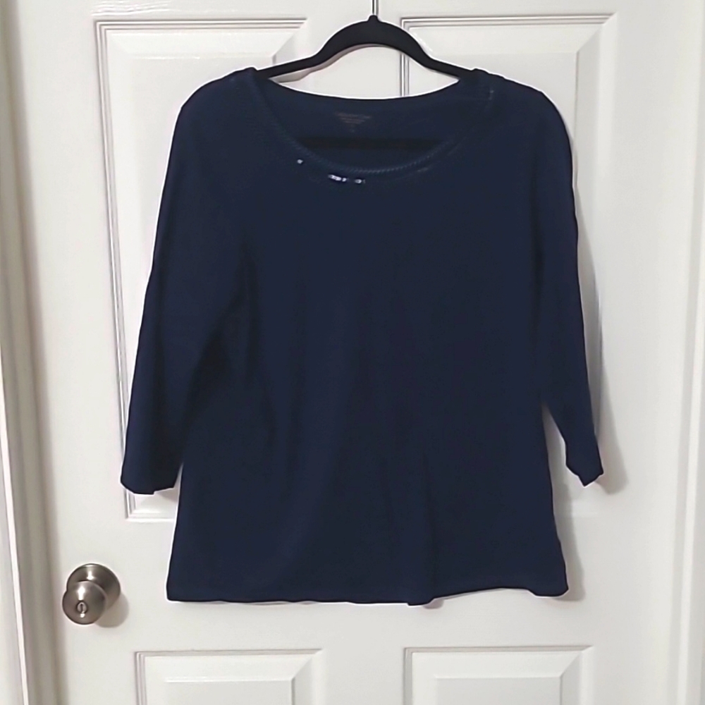 Coldwater Creek, Navy, size XL, Embroidered embellished neckline